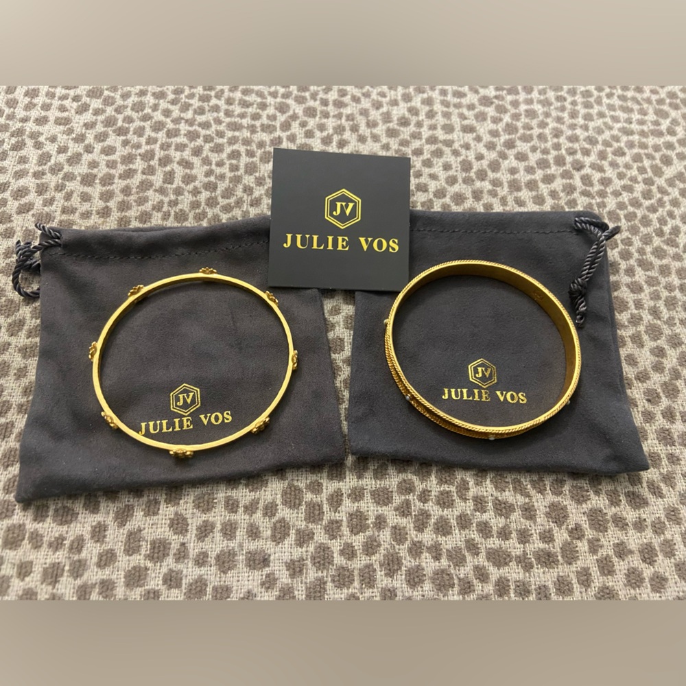 2 Julie Vos Gold Bangle Bracelets